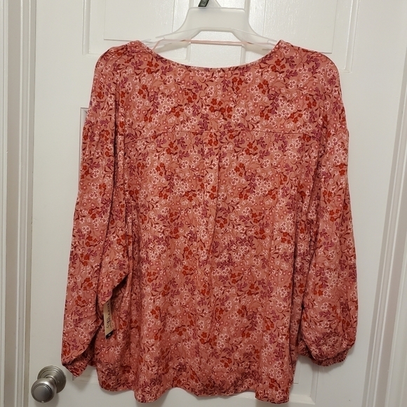 NWT Terra & Sky Pink & Purple Henley Woven Top Size 1X-16W/18W Ret. 16.98 - Picture 2 of 10